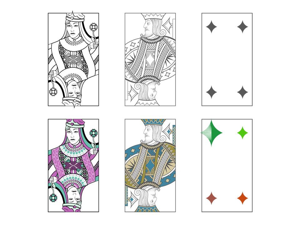 Colour evolution of playing cards